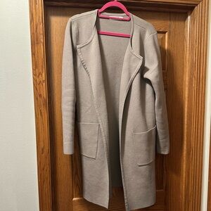 Stylish Khaki/tan Open Front Cardigan